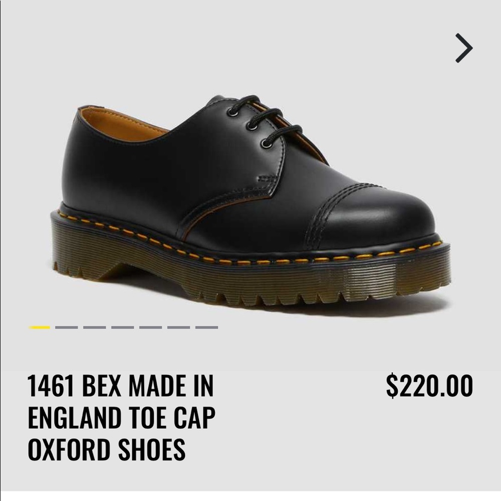 Dr Martens: 1461 Bex Made In England Toe Cap Oxford Shoes - Black Vintage Smooth